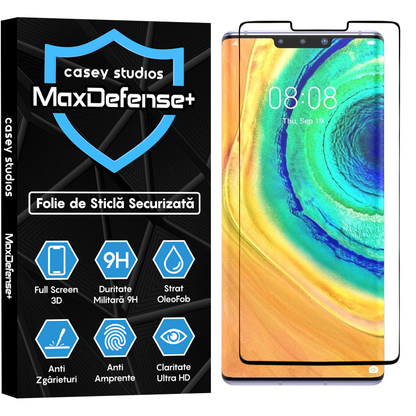 Folie Sticla MaxDefense+ - Huawei Mate 30 Pro/Mate 30 Pro 5G - Negru