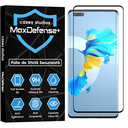 Folie Sticla MaxDefense+ - Huawei Mate 40 Pro - Negru