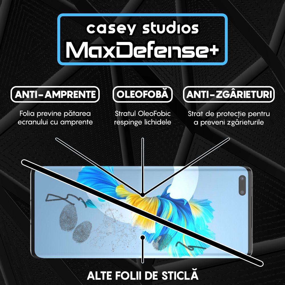 Folie Sticla MaxDefense+ - Huawei Mate 40 Pro - Negru