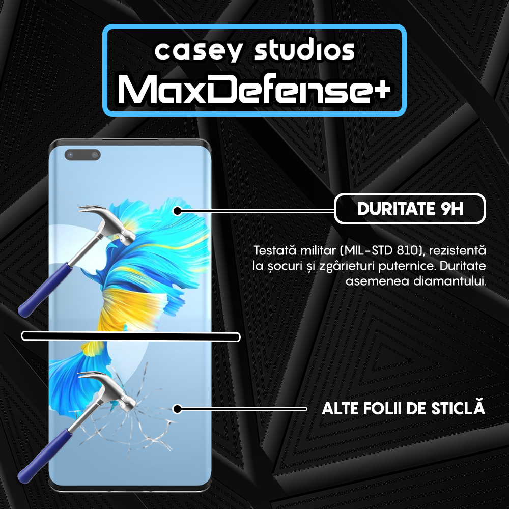 Folie Sticla MaxDefense+ - Huawei Mate 40 Pro - Negru