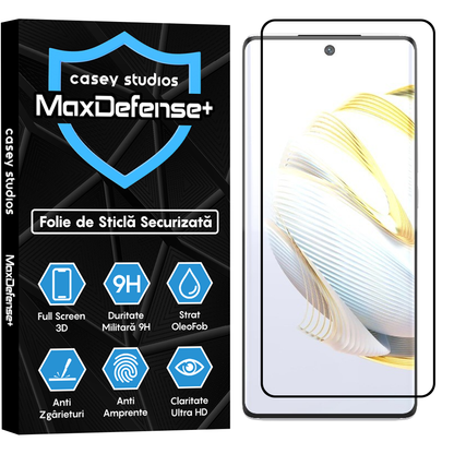 Folie Sticla MaxDefense+ - Huawei nova 10 - Negru