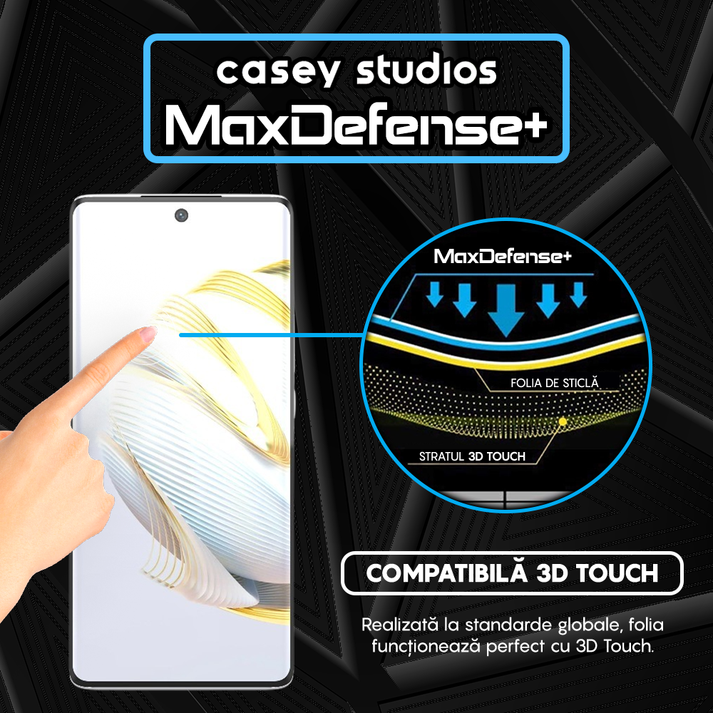 Folie Sticla MaxDefense+ - Huawei nova 10 - Negru