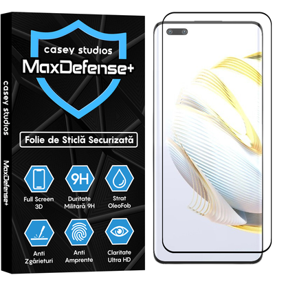 Folie Sticla MaxDefense+ - Huawei nova 10 Pro - Negru