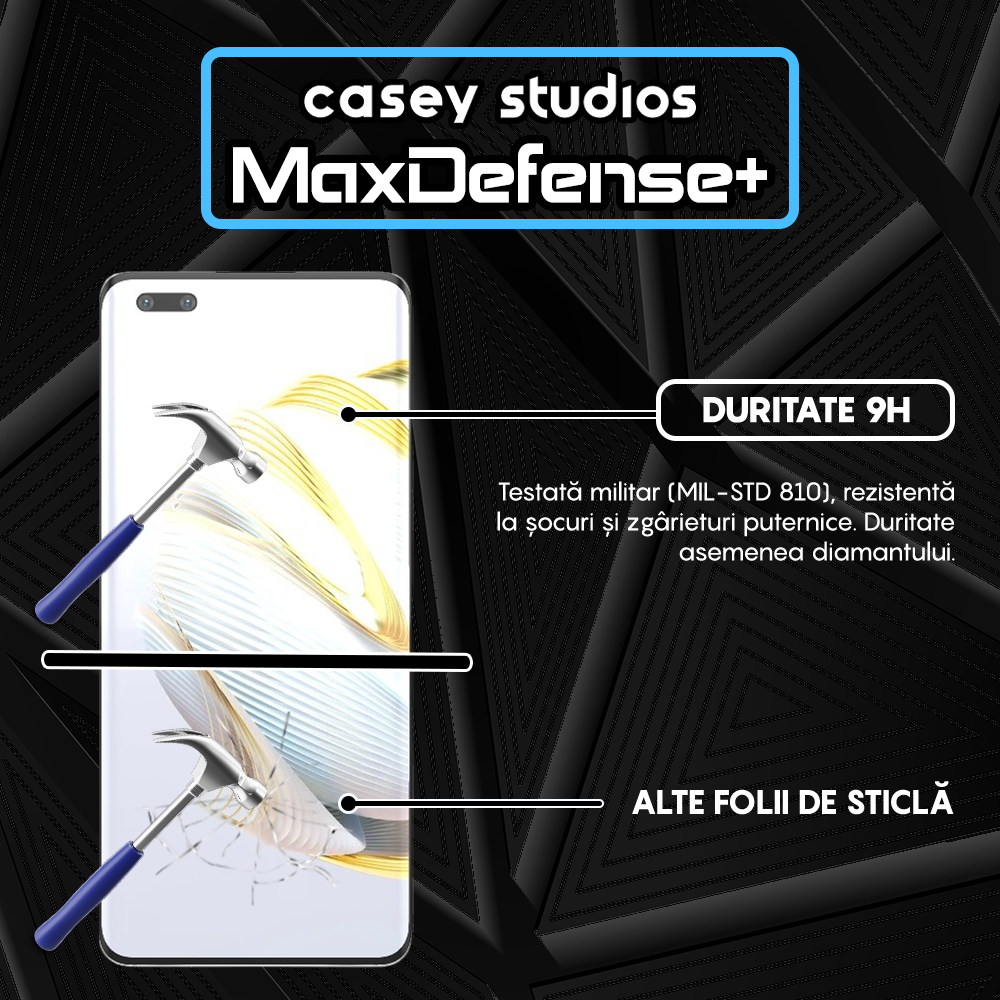Folie Sticla MaxDefense+ - Huawei nova 10 Pro - Negru