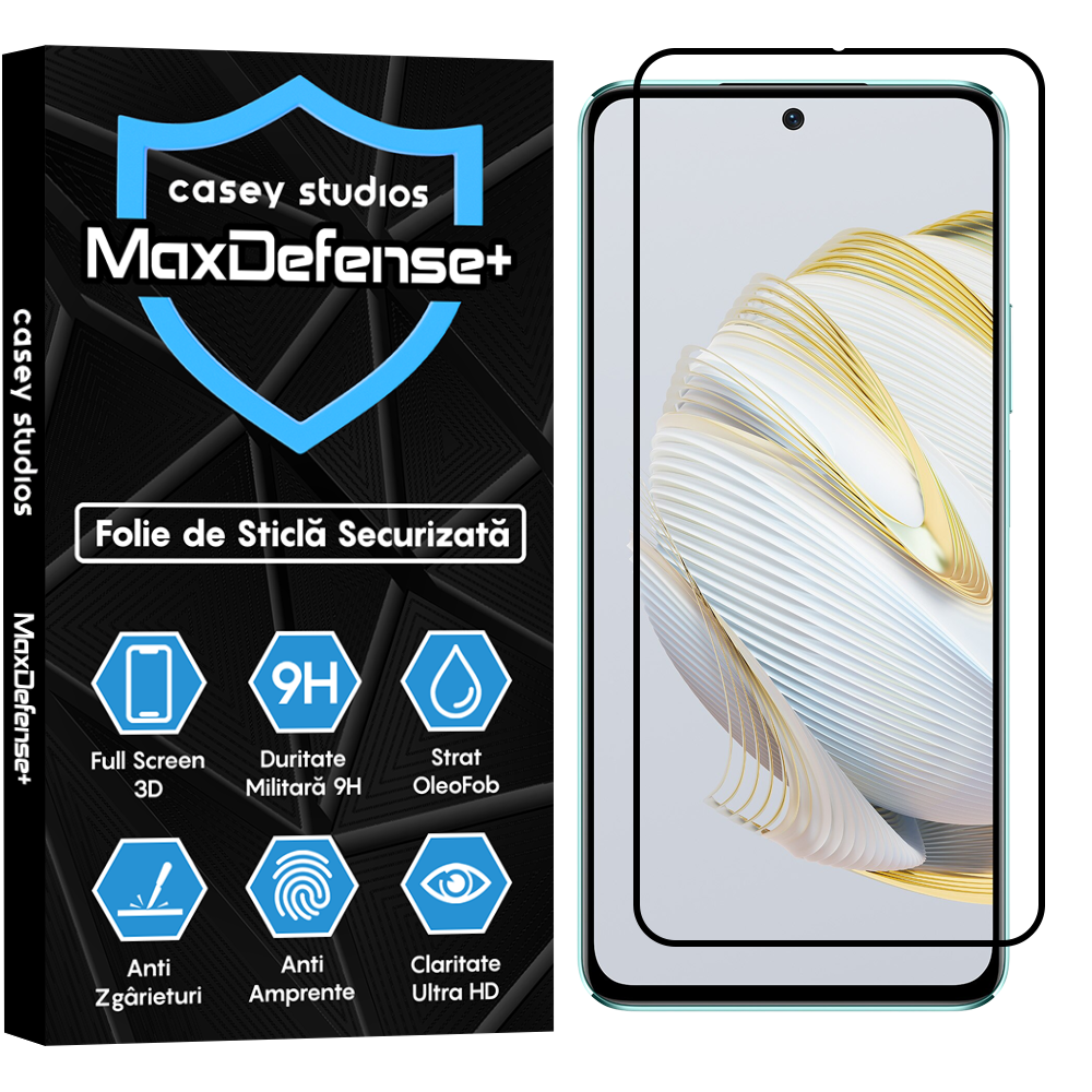 Folie Sticla MaxDefense+ - Huawei nova 10 SE - Negru