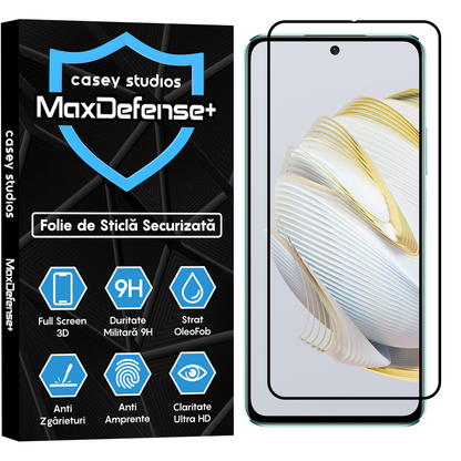 Folie Sticla MaxDefense+ - Huawei nova 10 SE - Negru
