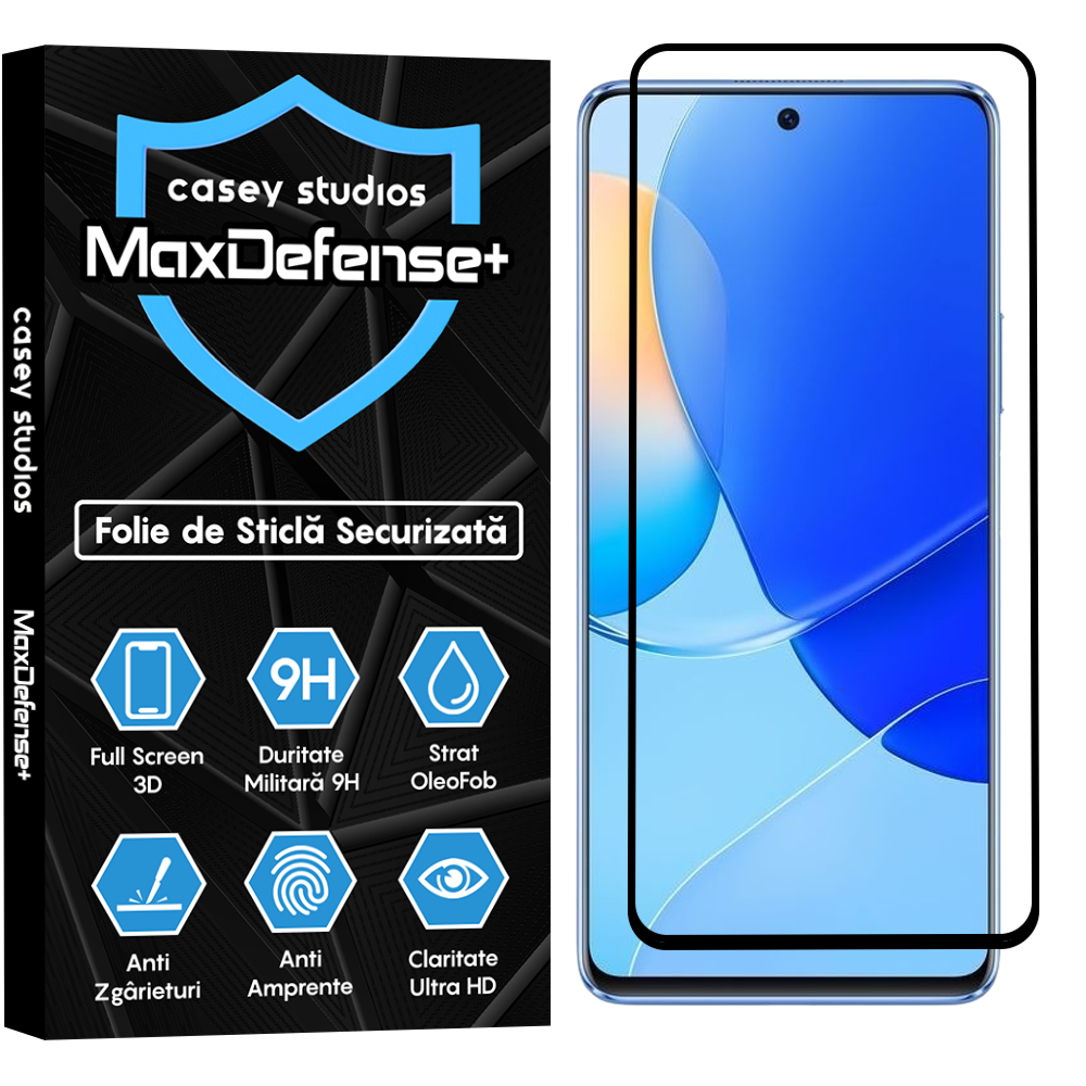 Folie Sticla MaxDefense+ - Huawei nova 9 SE - Negru