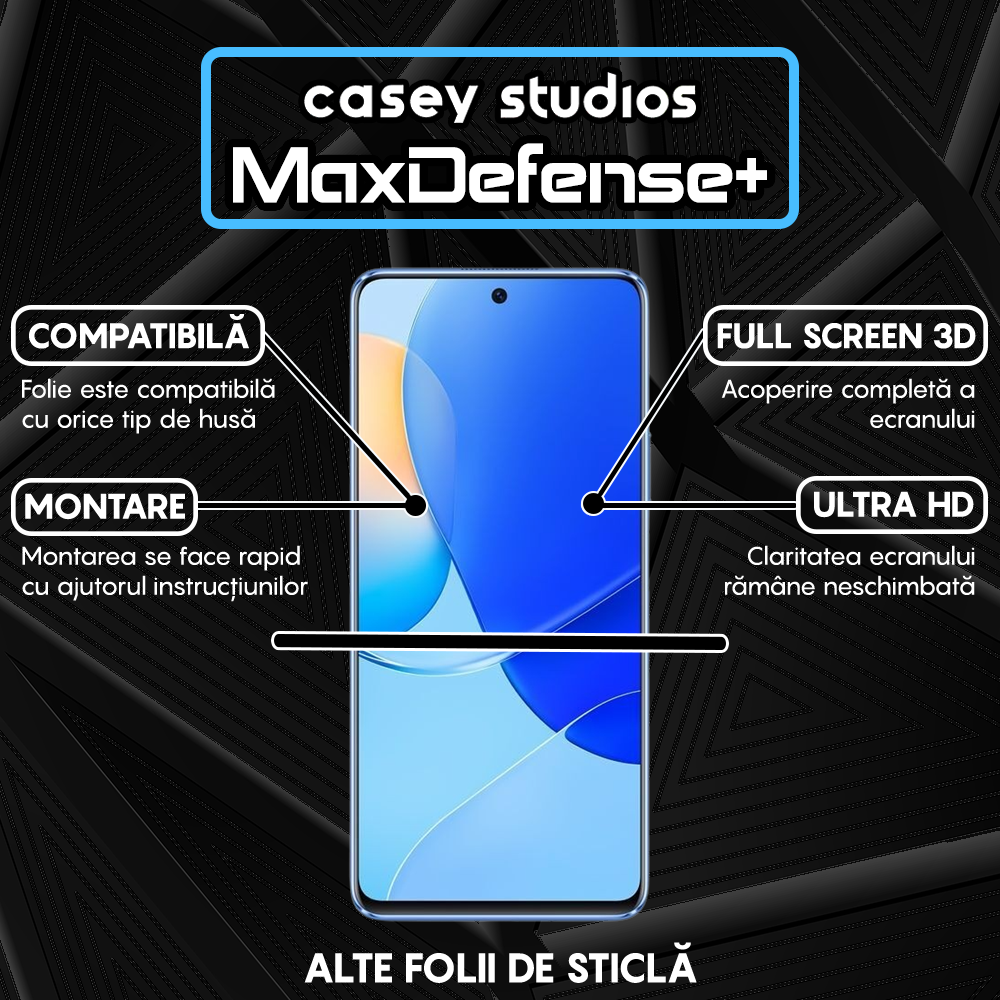 Folie Sticla MaxDefense+ - Huawei nova 9 SE - Negru