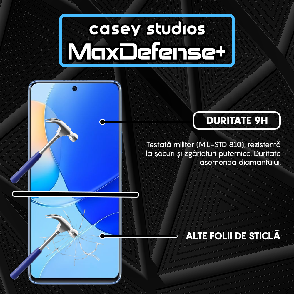 Folie Sticla MaxDefense+ - Huawei nova 9 SE - Negru