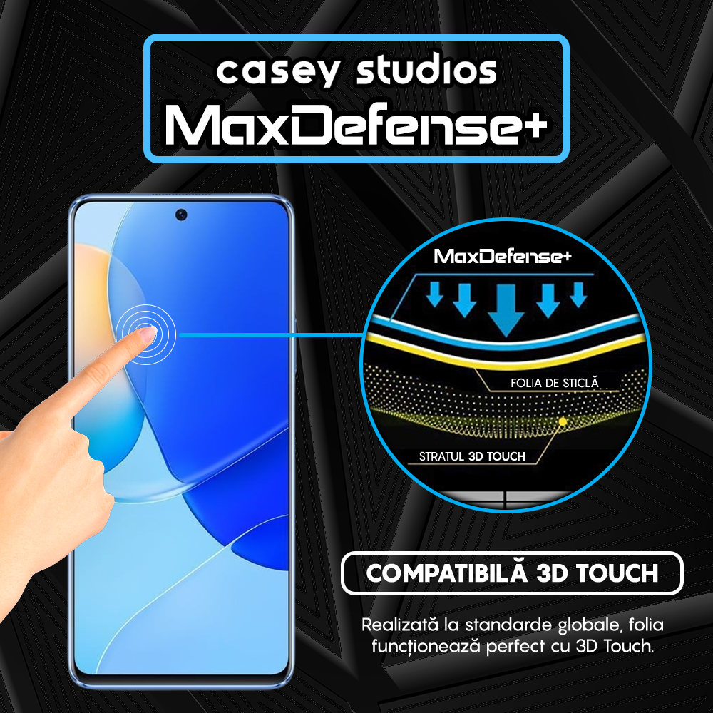 Folie Sticla MaxDefense+ - Huawei nova 9 SE - Negru