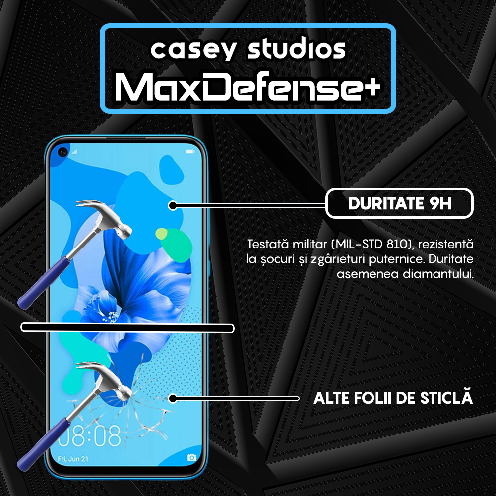 Folie Sticla MaxDefense+ - Huawei P20 Lite 2019/P40 Lite/P40 Lite E/Y7p - Negru
