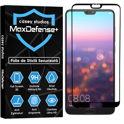 Folie Sticla MaxDefense+ - Huawei P20 Pro - Negru
