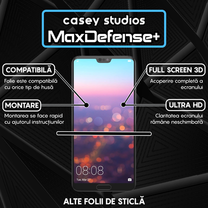 Folie Sticla MaxDefense+ - Huawei P20 Pro - Negru