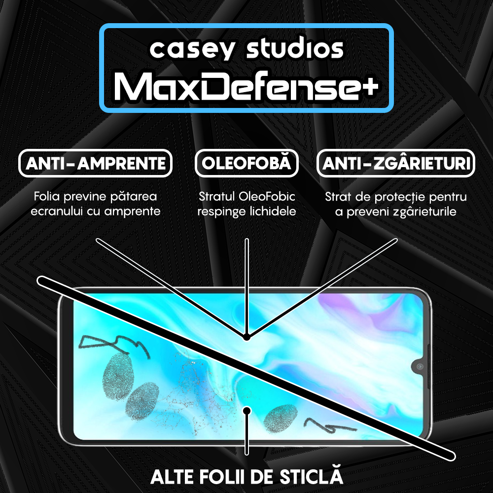 Folie Sticla MaxDefense+ - Huawei P30 Lite/P30 Lite New Edition - Negru