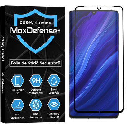 Folie Sticla MaxDefense+ - Huawei P30 Pro/P30 Pro New Edition - Negru