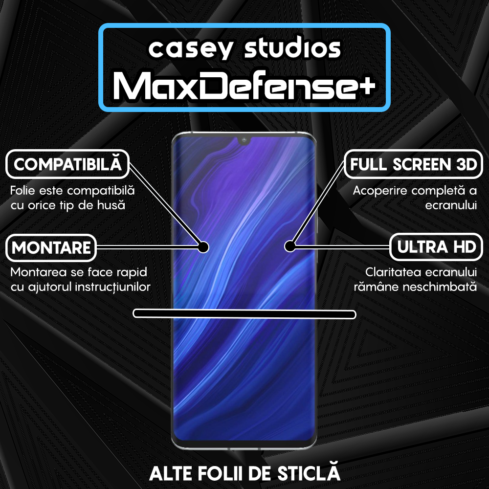 Folie Sticla MaxDefense+ - Huawei P30 Pro/P30 Pro New Edition - Negru
