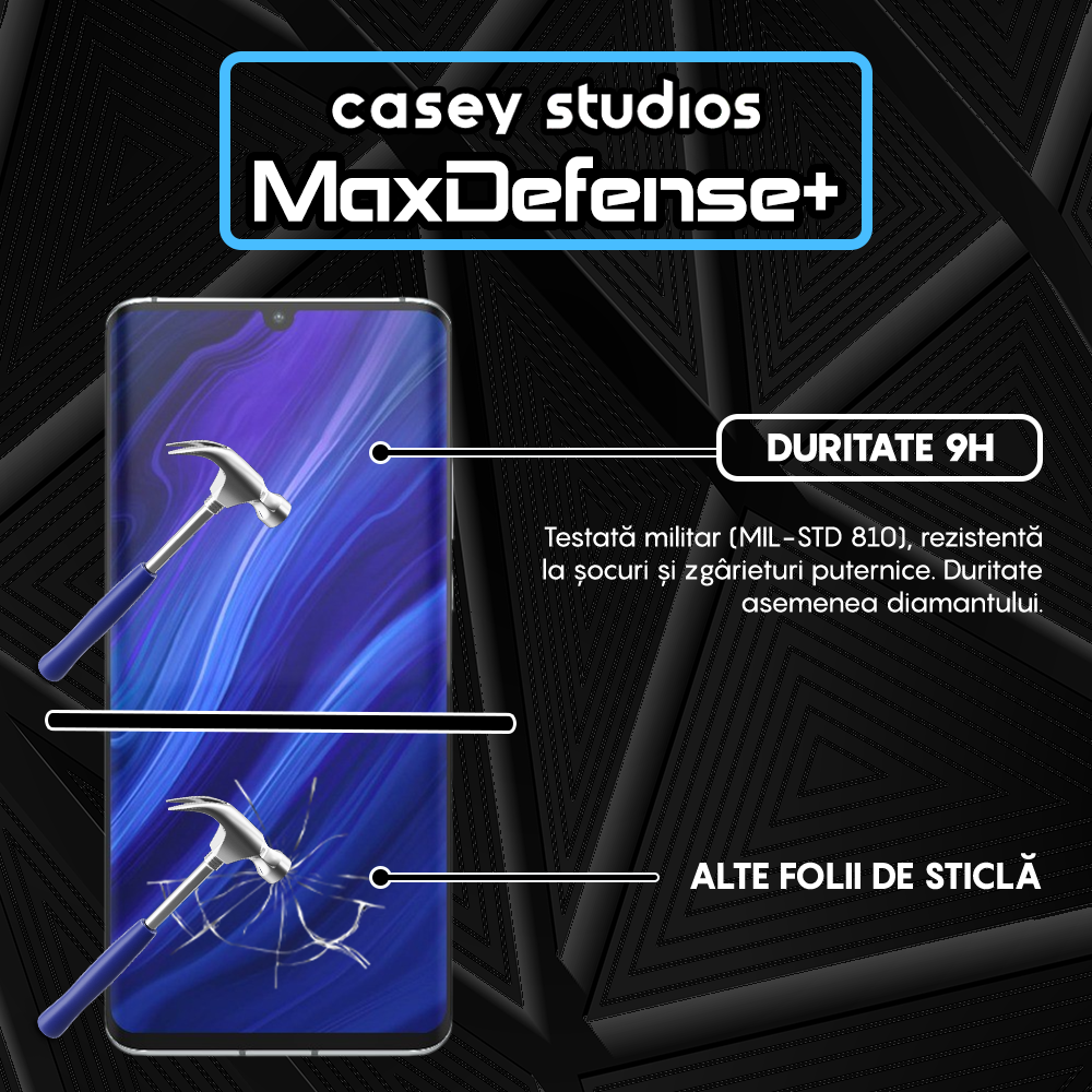 Folie Sticla MaxDefense+ - Huawei P30 Pro/P30 Pro New Edition - Negru