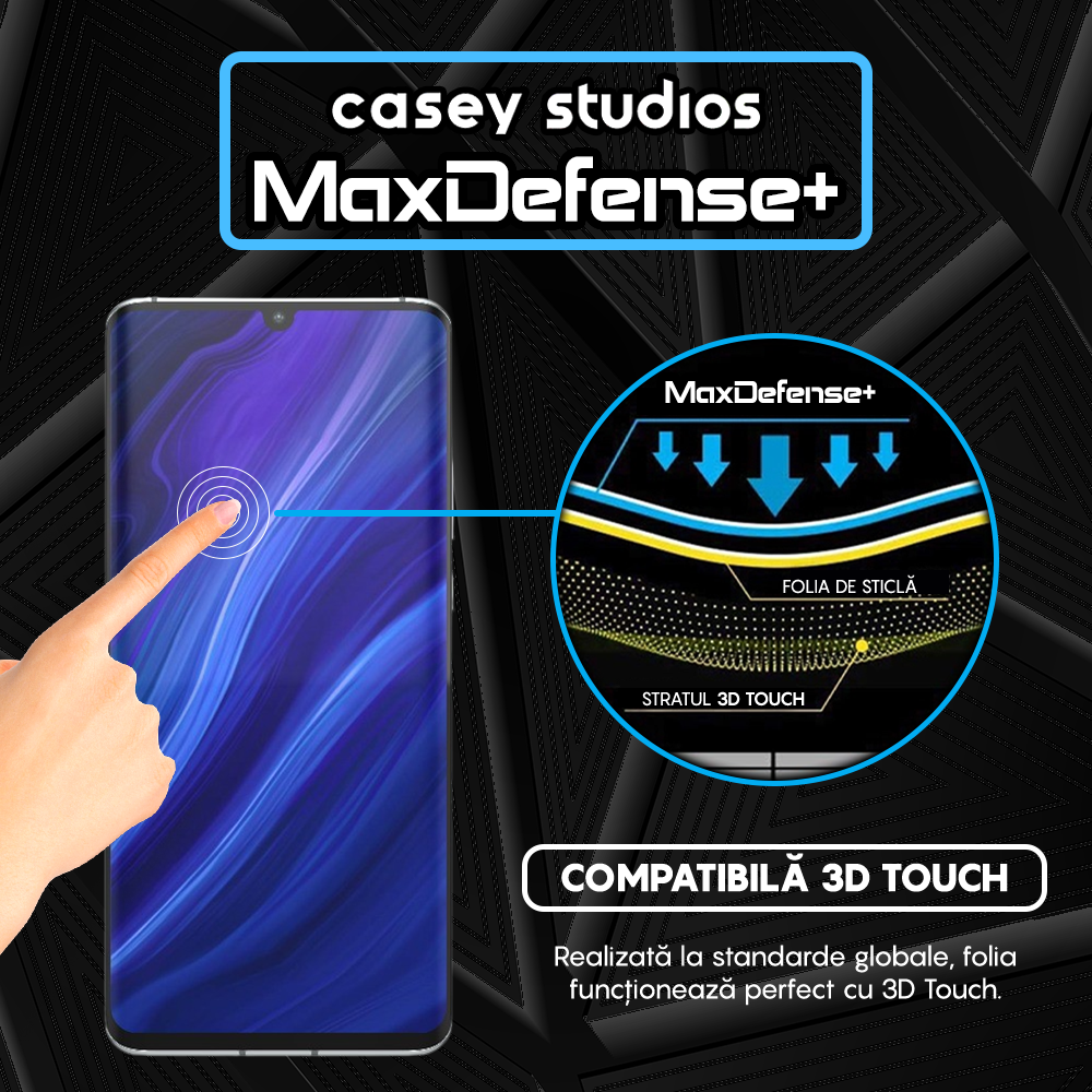 Folie Sticla MaxDefense+ - Huawei P30 Pro/P30 Pro New Edition - Negru