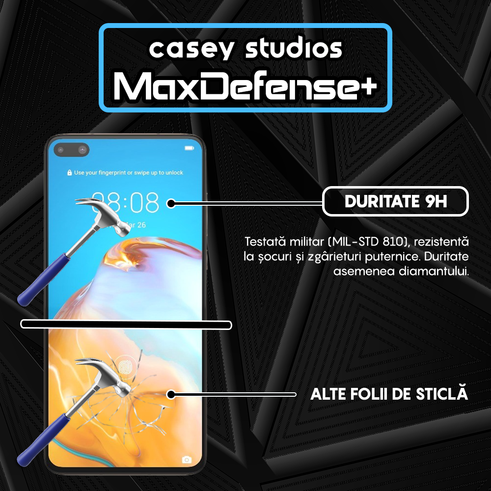Folie Sticla MaxDefense+ - Huawei P40 - Negru