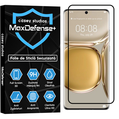 Folie Sticla MaxDefense+ - Huawei P50 Pro - Negru