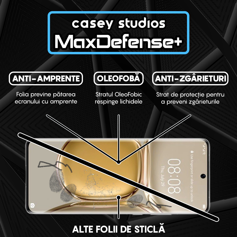 Folie Sticla MaxDefense+ - Huawei P50 Pro - Negru