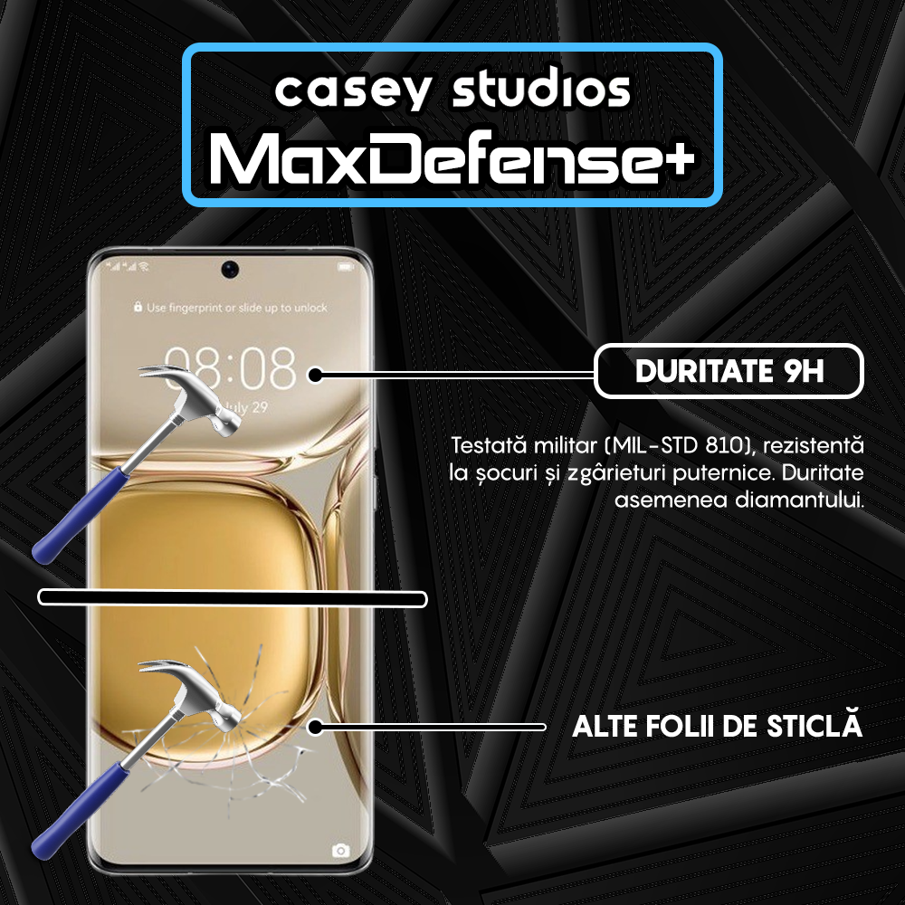 Folie Sticla MaxDefense+ - Huawei P50 Pro - Negru