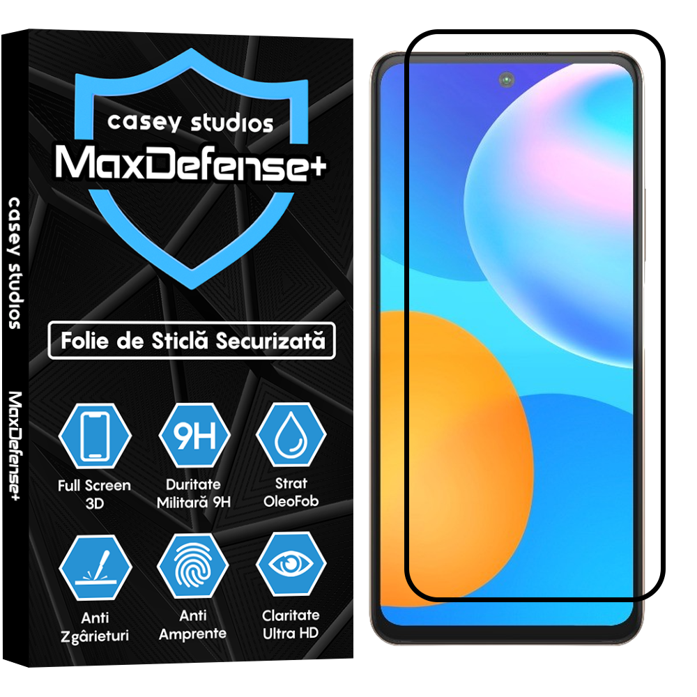 Folie Sticla MaxDefense+ - Huawei P smart 2021 - Negru
