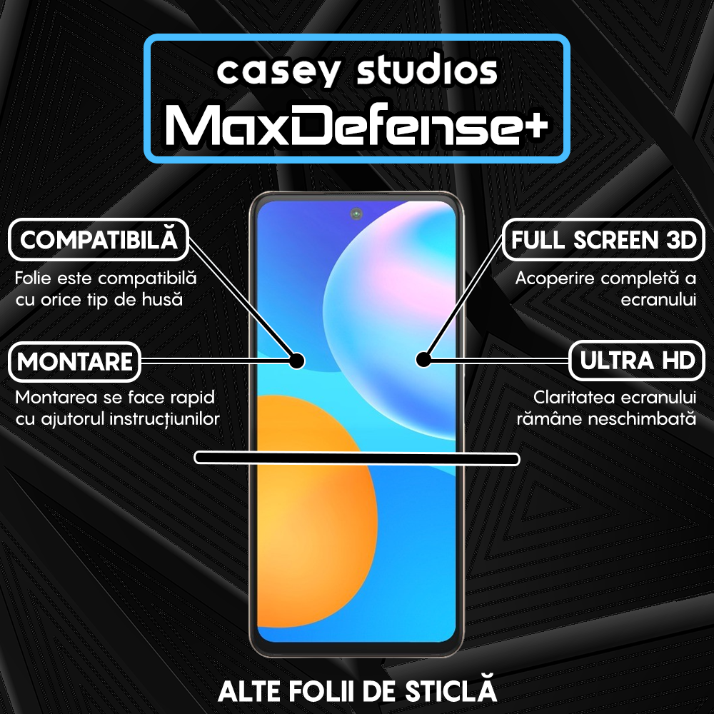 Folie Sticla MaxDefense+ - Huawei P smart 2021 - Negru