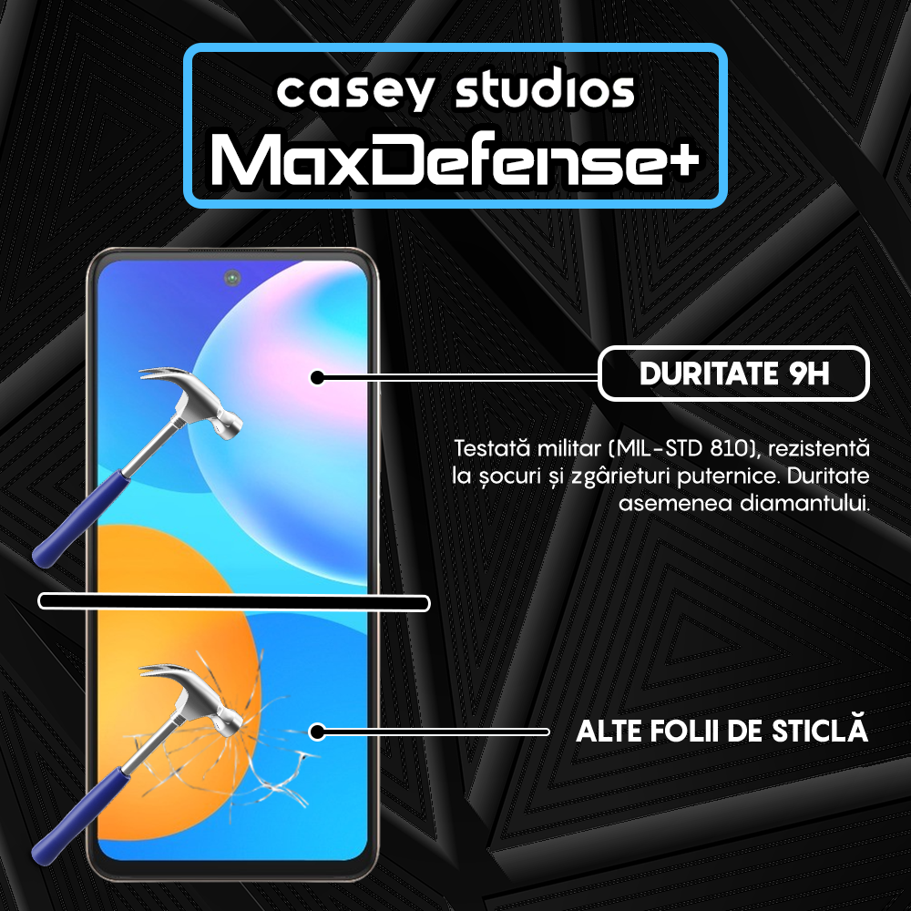 Folie Sticla MaxDefense+ - Huawei P smart 2021 - Negru