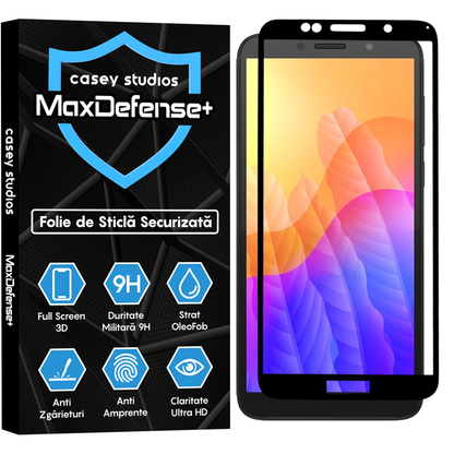 Folie Sticla MaxDefense+ - Huawei Y5p - Negru
