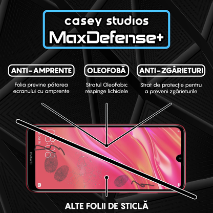 Folie Sticla MaxDefense+ - Huawei Y7 2019/Y7 Prime 2019/Y7 Pro 2019 - Negru