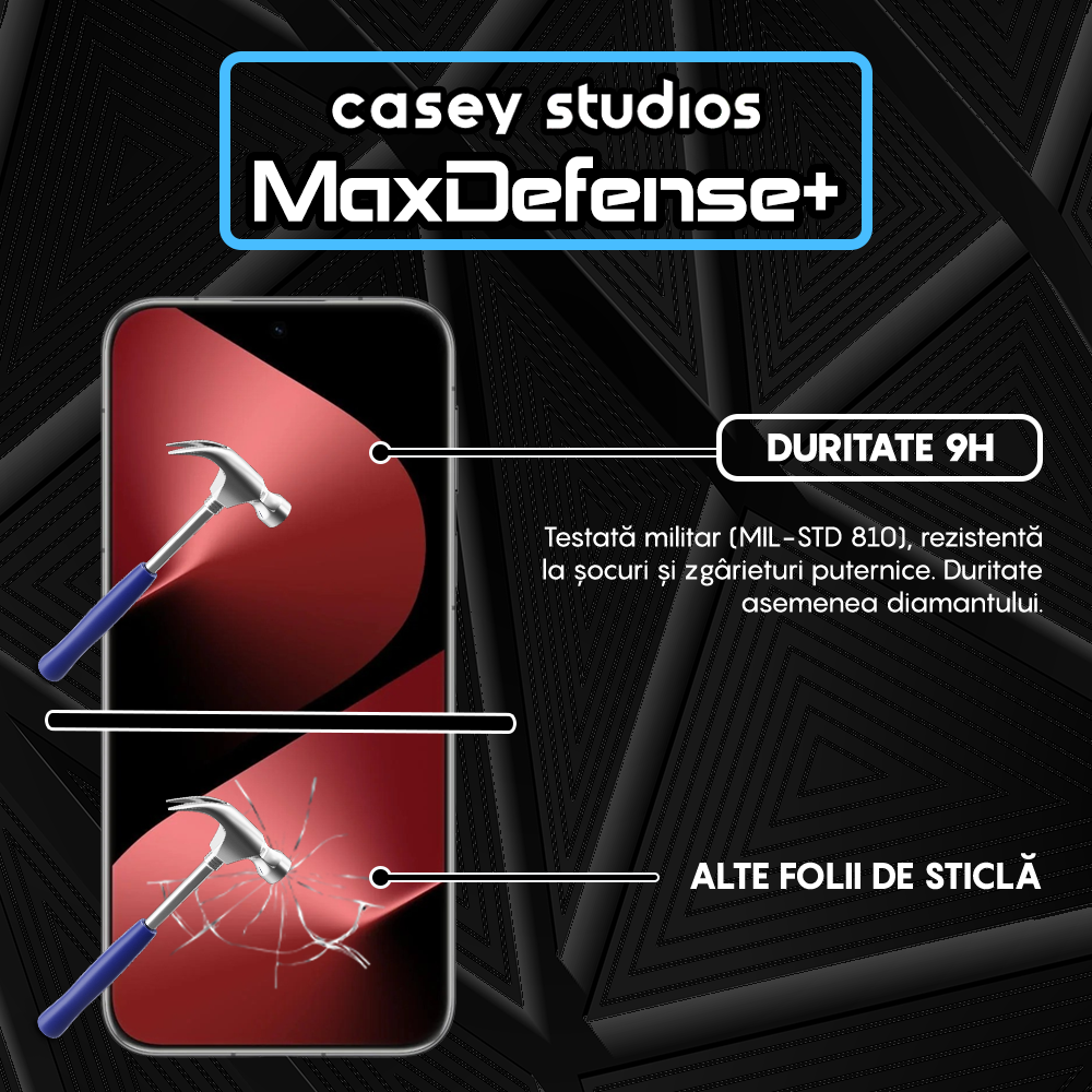 Folie Sticla MaxDefense+ - Huawei Pura 80 Ultra - Negru