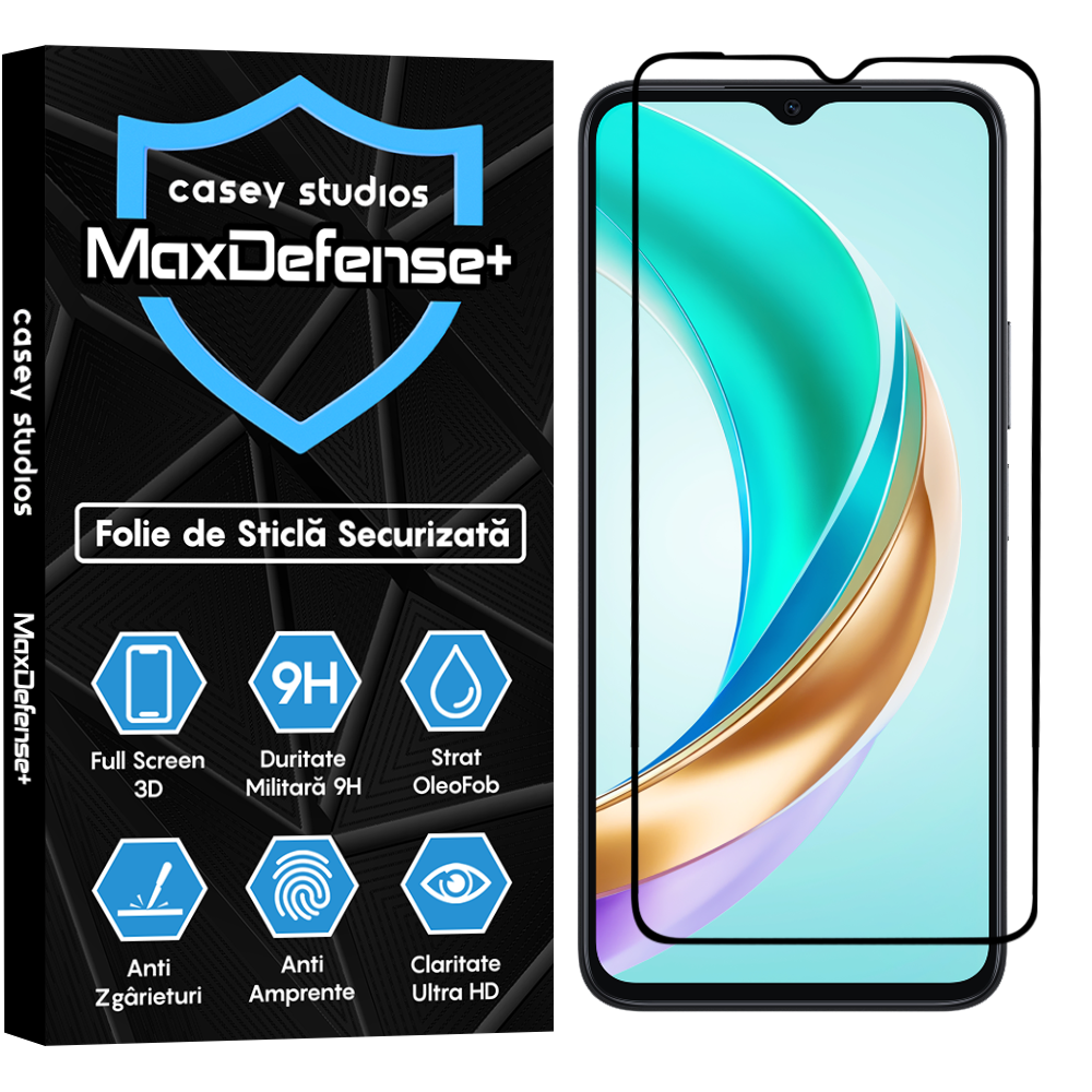 Folie Sticla MaxDefense+ - Honor X6b - Negru