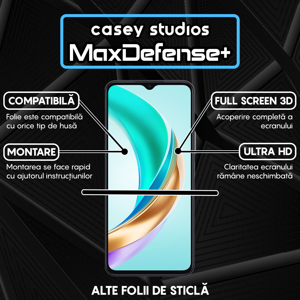 Folie Sticla MaxDefense+ - Honor X6b - Negru