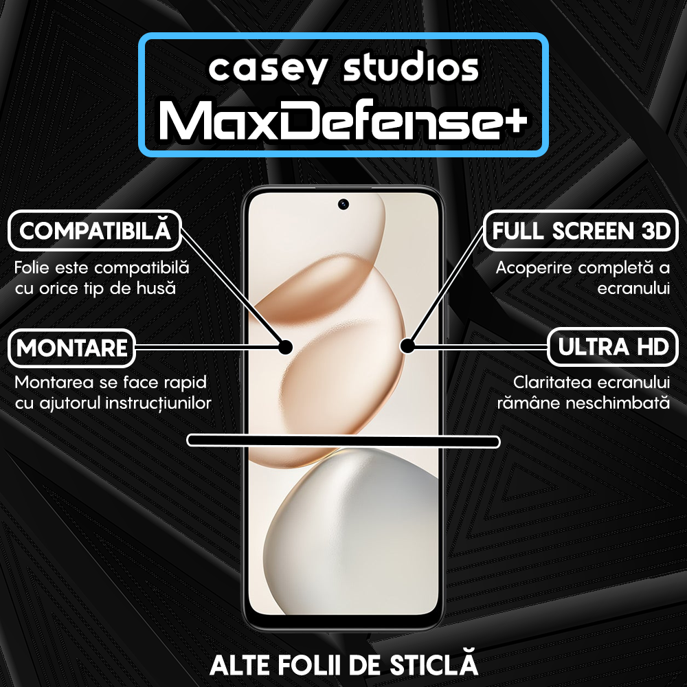Folie Sticla MaxDefense+ - Honor X7d - Negru