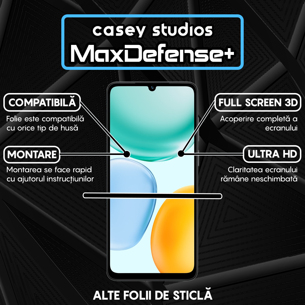 Folie Sticla MaxDefense+ - Honor X5c Plus - Negru