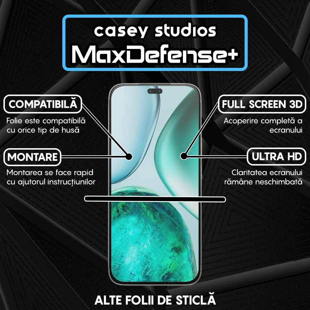 Folie Sticla MaxDefense+ - Honor X8c - Negru