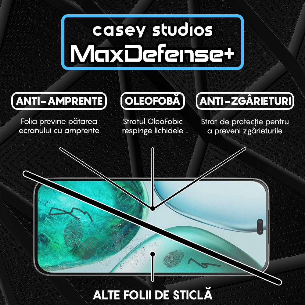 Folie Sticla MaxDefense+ - Honor X8c - Negru