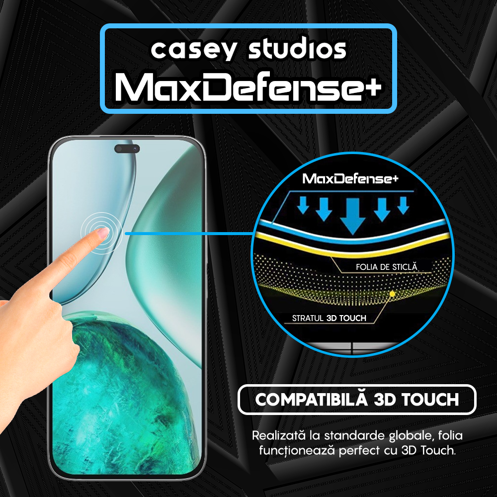 Folie Sticla MaxDefense+ - Honor X8c - Negru