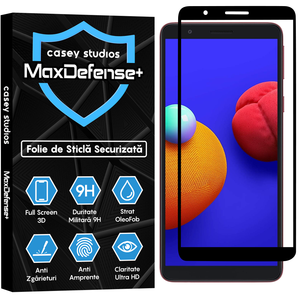 Folie Sticla MaxDefense+ - Samsung Galaxy M01 - Negru