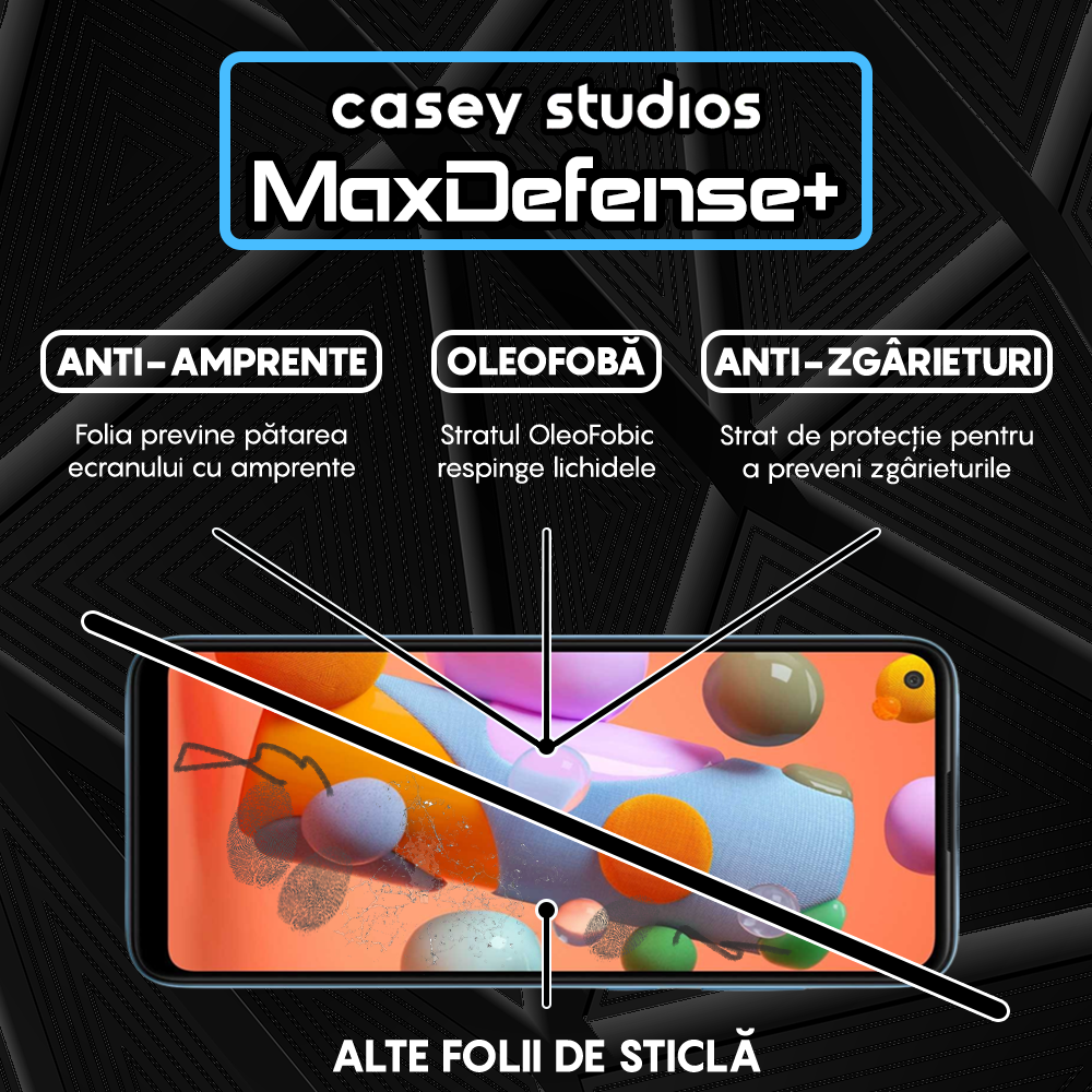 Folie Sticla MaxDefense+ - Samsung Galaxy M11/A11 - Negru