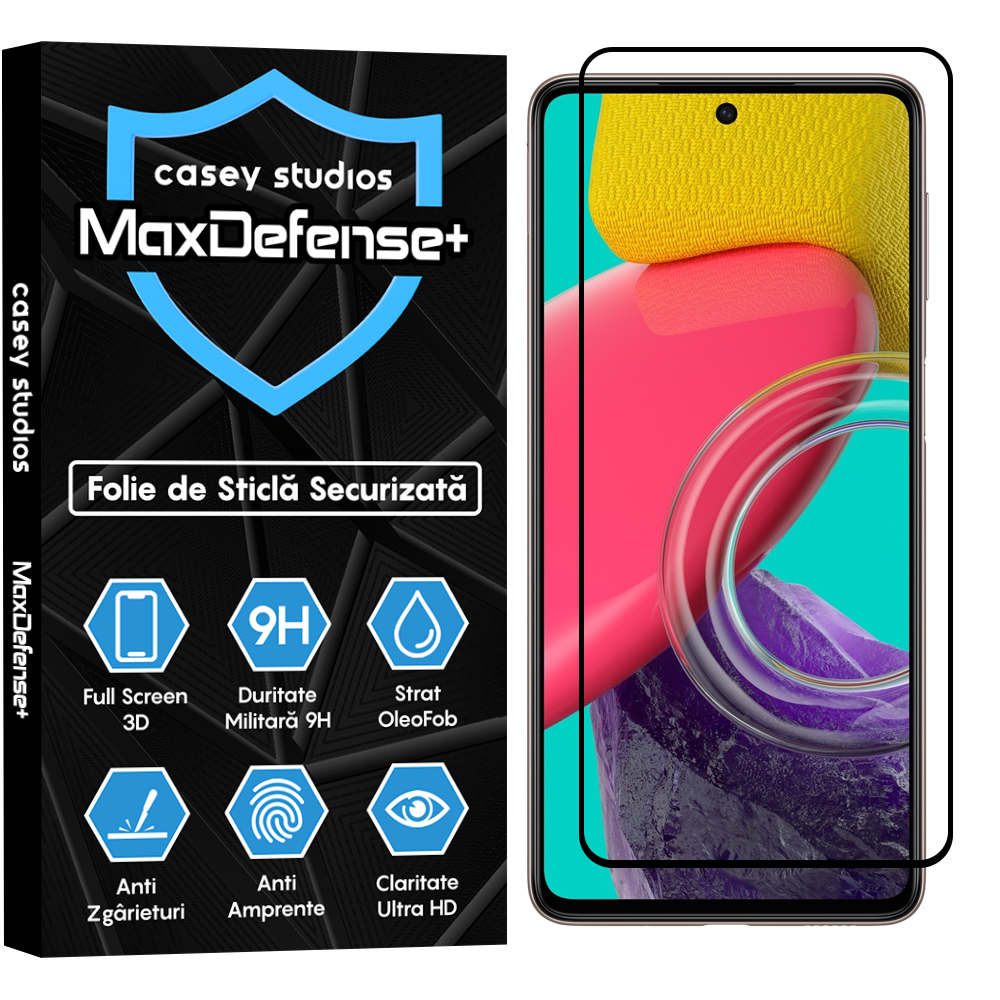 Folie Sticla MaxDefense+ - Samsung Galaxy M53 - Negru