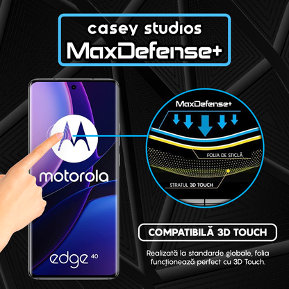 Folie Sticla MaxDefense+ - Motorola Edge 2023 - Negru