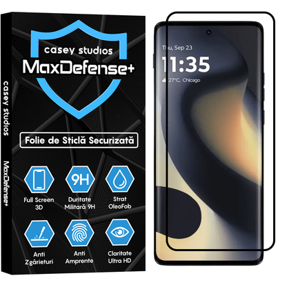 Folie Sticla MaxDefense+ - Motorola Edge 2024 - Negru