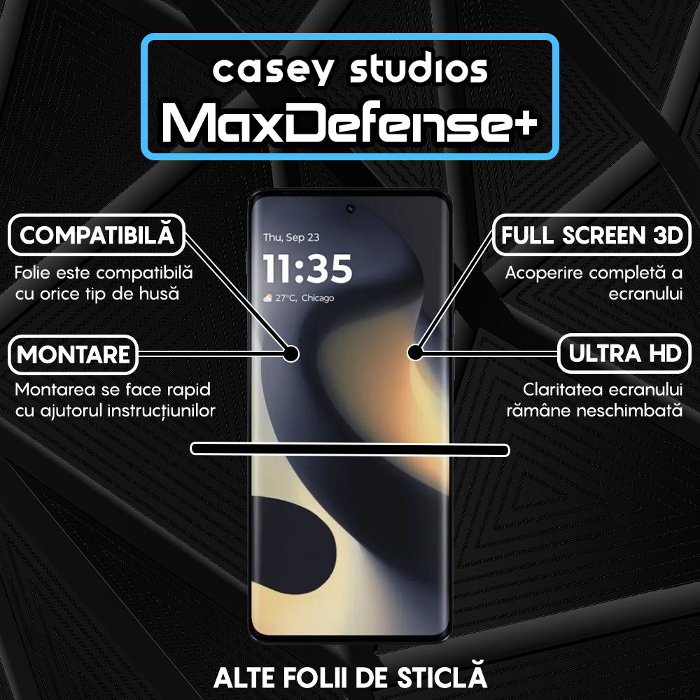 Folie Sticla MaxDefense+ - Motorola Edge 2024 - Negru