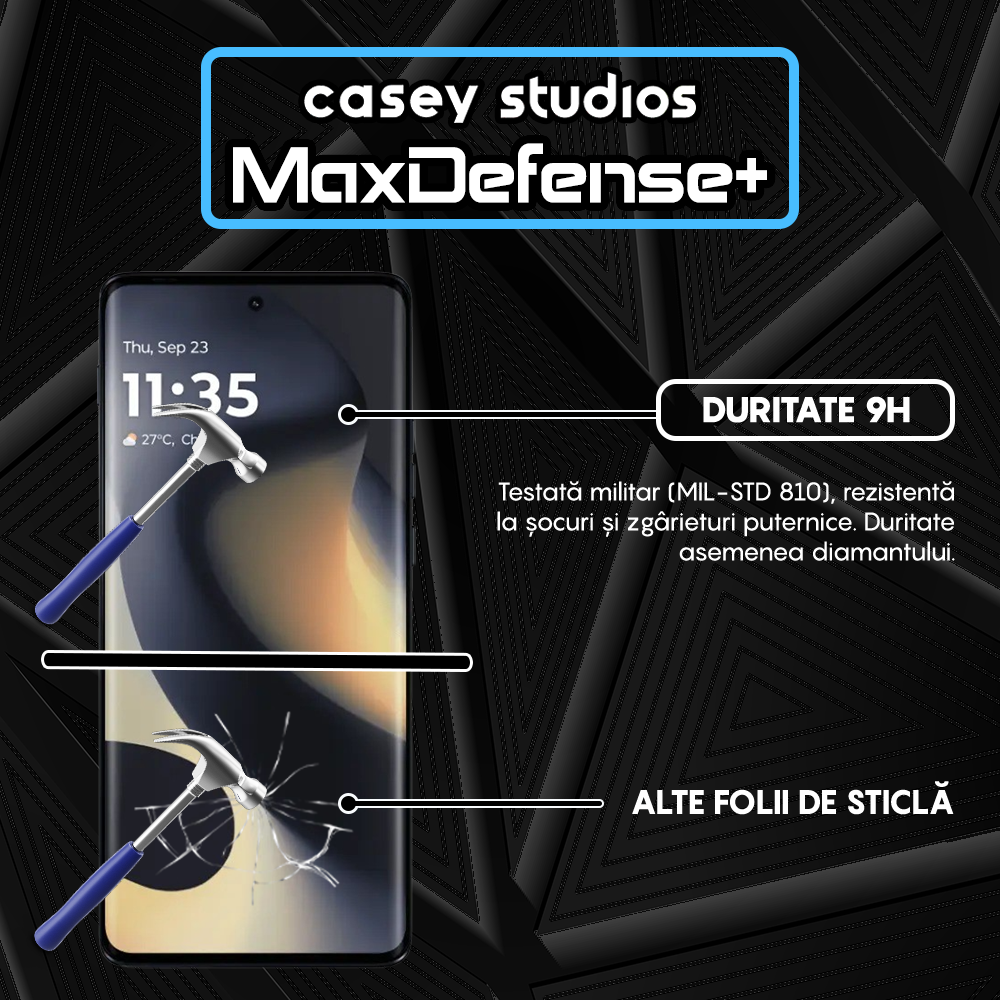 Folie Sticla MaxDefense+ - Motorola Edge 2024 - Negru