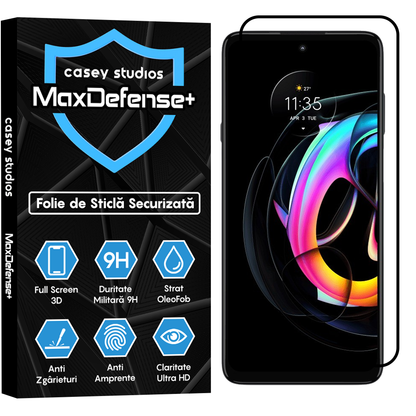 Folie Sticla MaxDefense+ - Motorola Edge 20 Lite - Negru