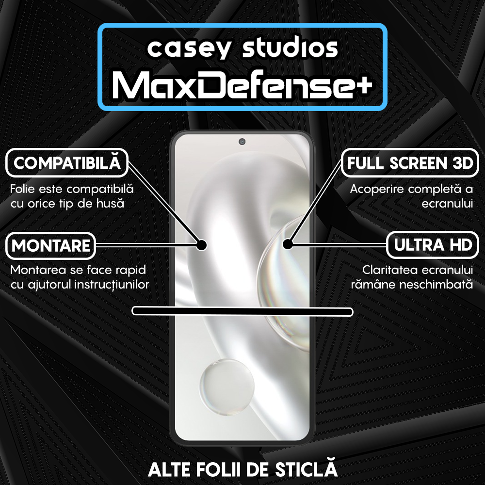 Folie Sticla MaxDefense+ - Motorola Edge 30 Neo - Negru