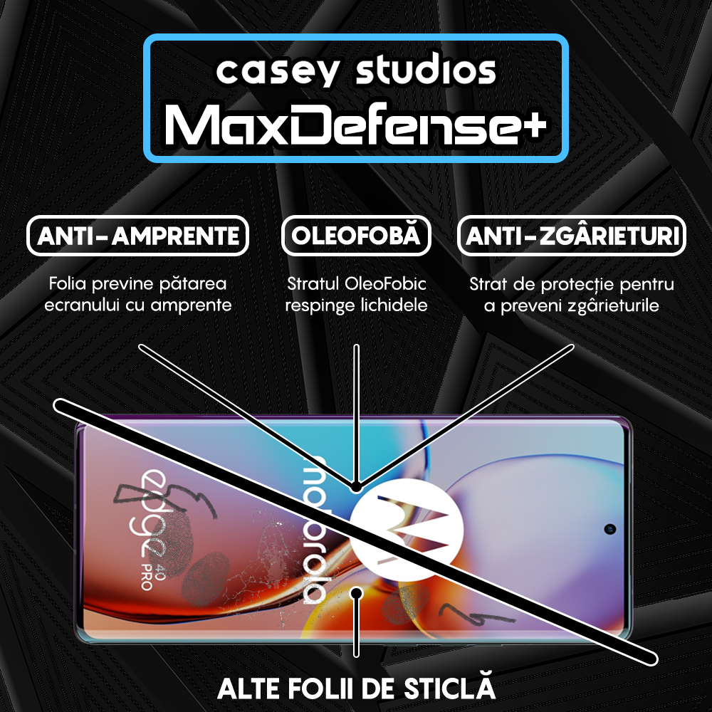 Folie Sticla MaxDefense+ - Motorola Edge 40 Pro - Negru