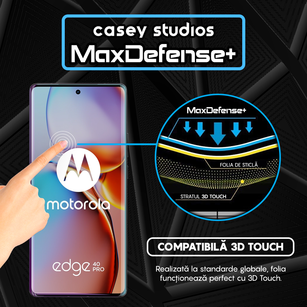 Folie Sticla MaxDefense+ - Motorola Edge 40 Pro - Negru